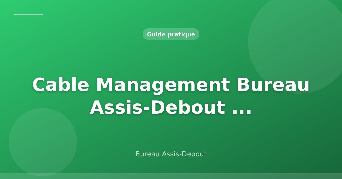 Cable Management Bureau Assis-Debout : Le Guide 2026